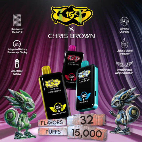 CB15K X CHRIS BROWN DISPOSABLE VAPE | 15000 PUFFS | 5% NICOTINE | DISPLAY OF 5