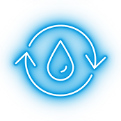 "blue neon water drop representing enhanced cellular uptake in the body, for AMPlifi™ Botanicals"