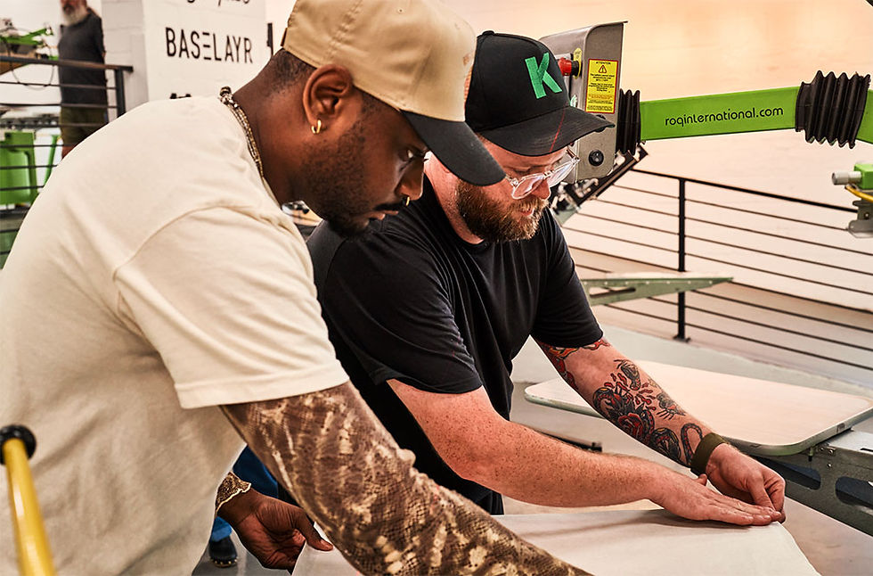 Kyle with MADE ab demonstrating on a ROQ Automatic Press