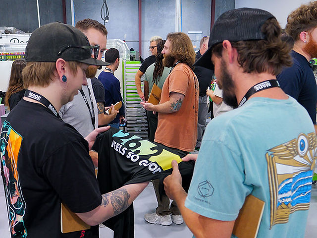 Stretch testing a screen printed shirt