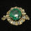 תמונה ממוזערת: יפהפיה מרהיבה! טבעת קוקטייל אמריקאית וינטג' שנות ה-70 זהב 14 קרט אמרלד ויהלומים
