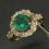 תמונה ממוזערת: יפהפיה מרהיבה! טבעת קוקטייל אמריקאית וינטג' שנות ה-70 זהב 14 קרט אמרלד ויהלומים