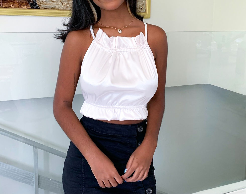 Miniatura: Cropped Mia Branco Cetim