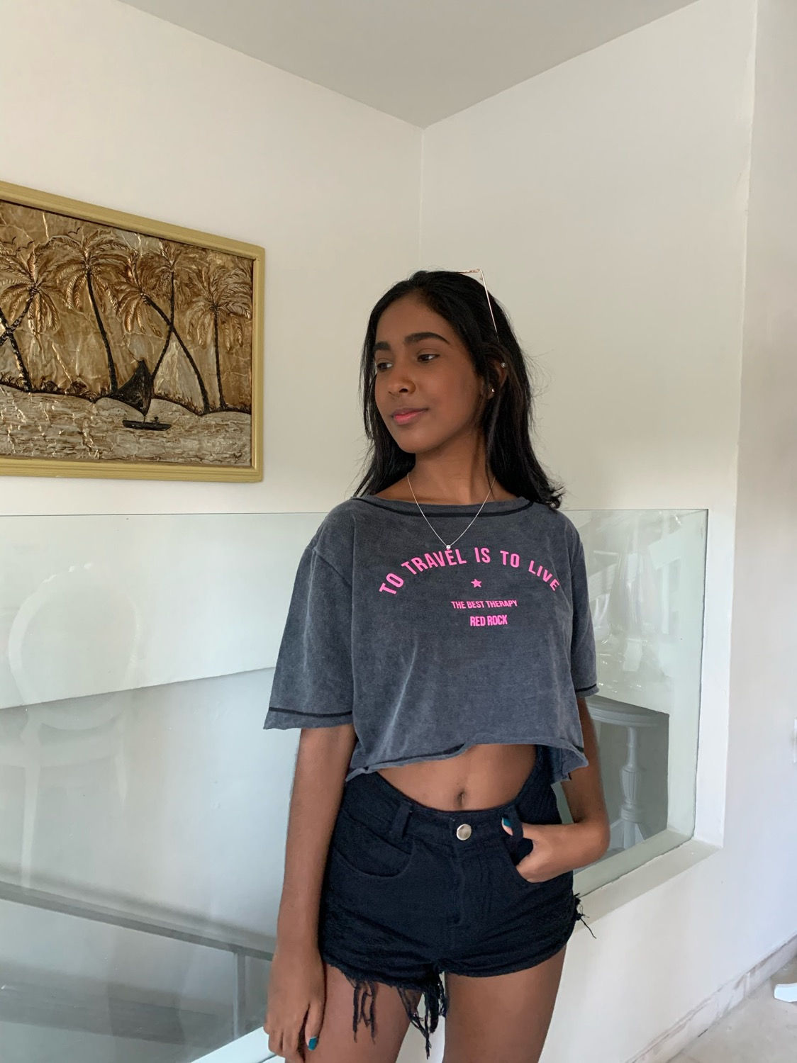 Cropped tshirt To Travel pink