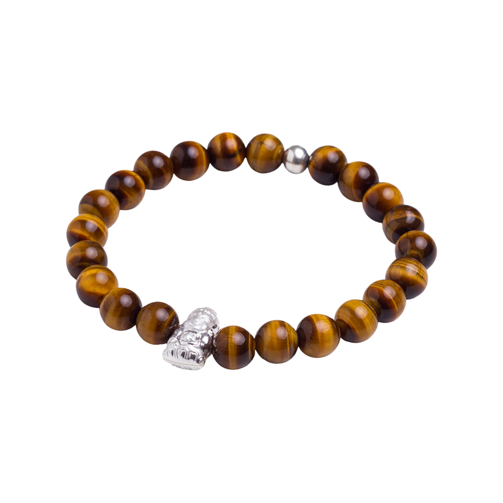 Pulseira Masculina Lank Pedra Olho de Tigre Marrom