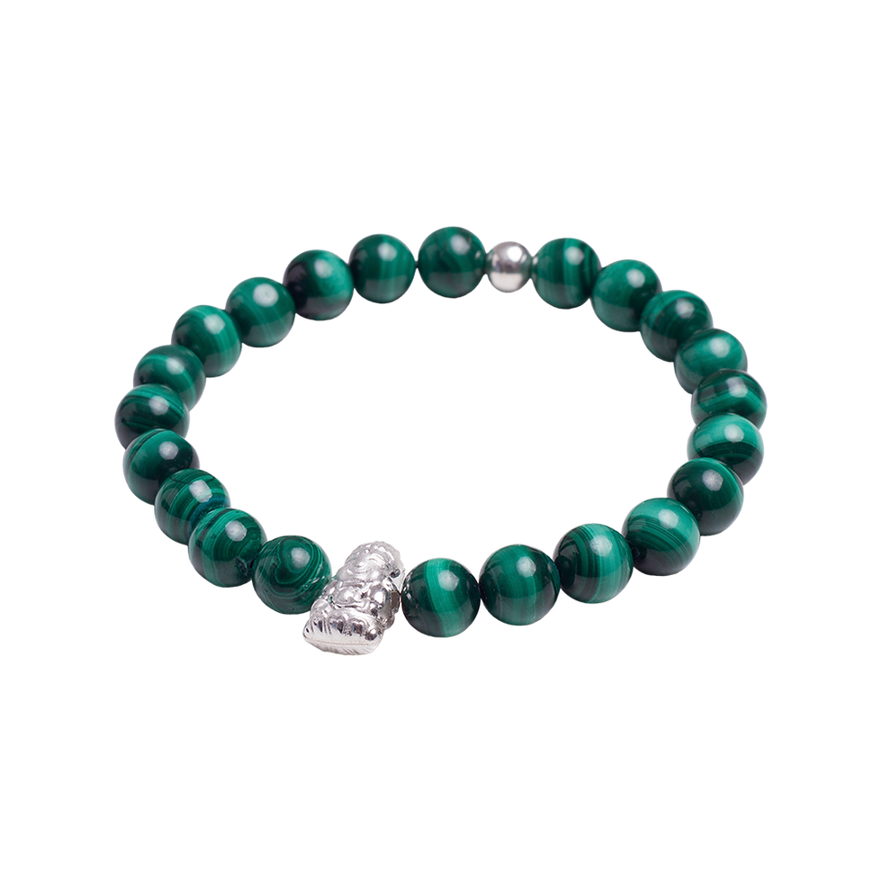 Pulseira Masculina Lank Pedra Malaquita Verde