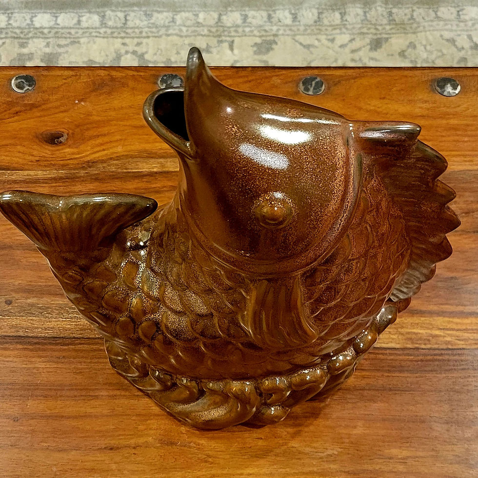 Thumbnail: VTG Jumping Fish Pottery Sculpture 12.5"