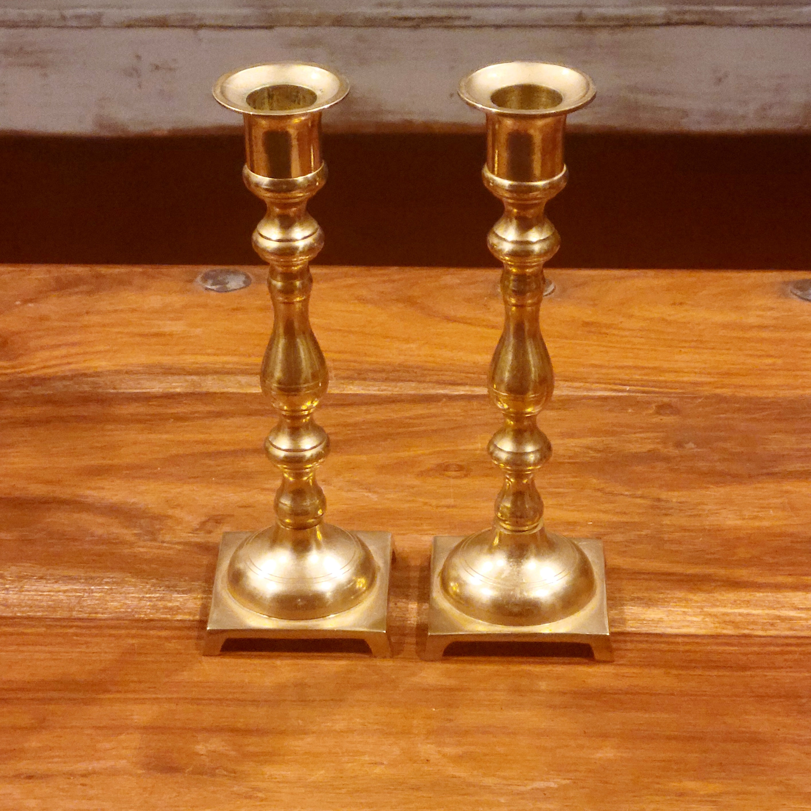 VTG Solid Brass Taper Candlestick Holder Pair 7.5"