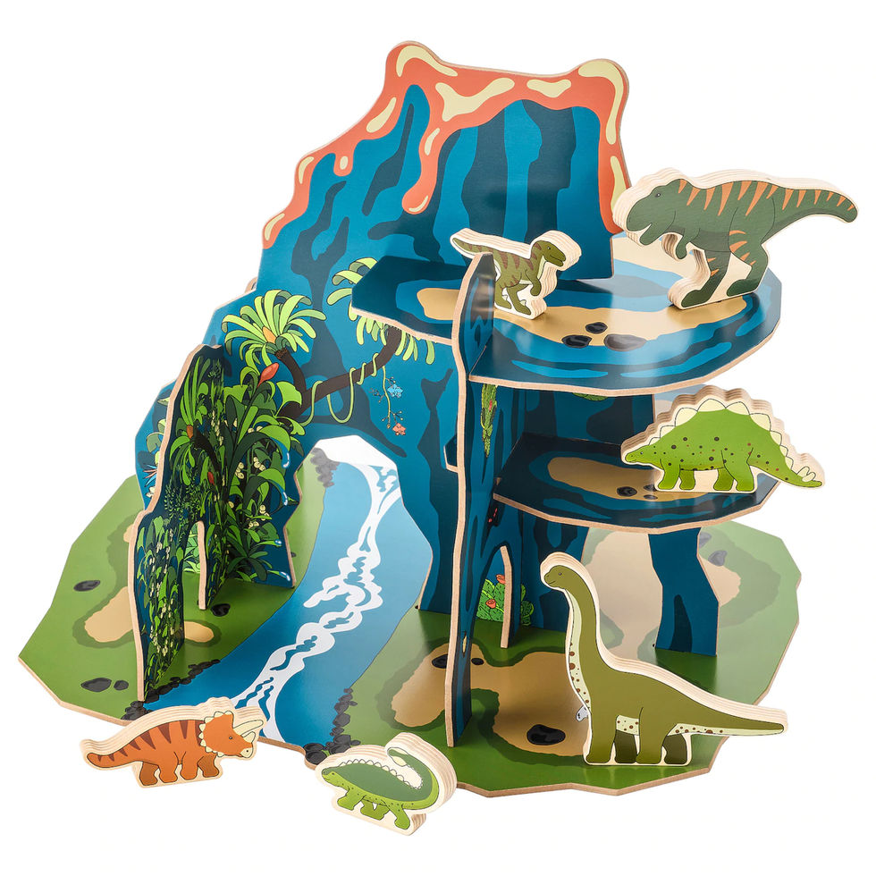 Jättelik – Gustav Carlberg’s prehistoric playset with interactive landscape and dinosaur figures.