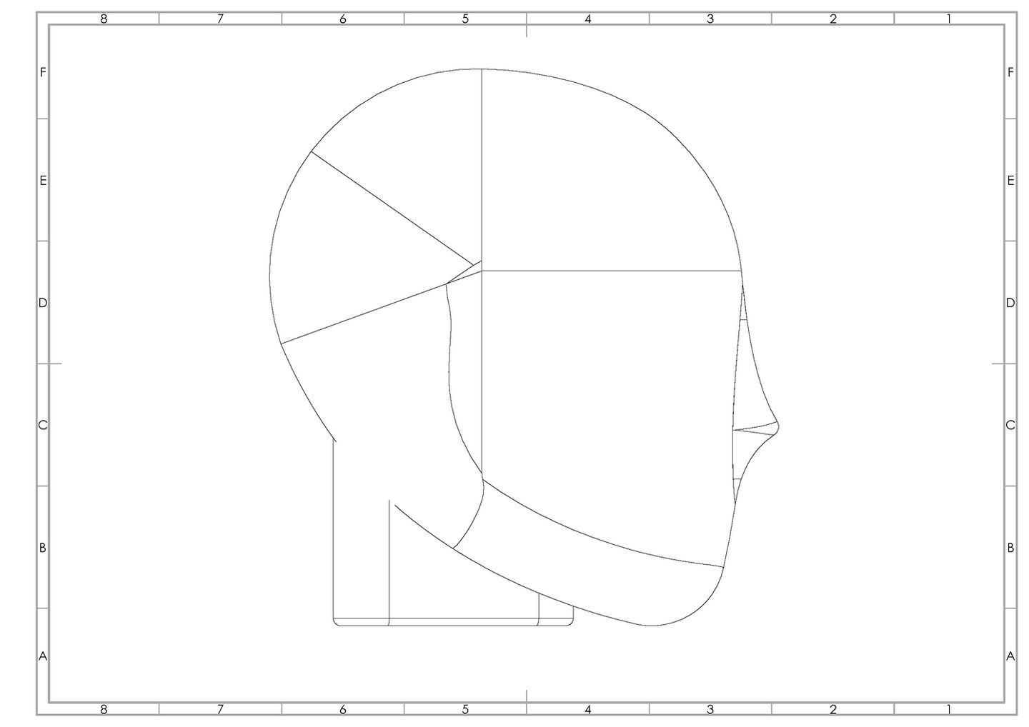 Iskärna mood lamp by Gustav Carlberg, drawing of the lamp in profile, part of the intricate product development