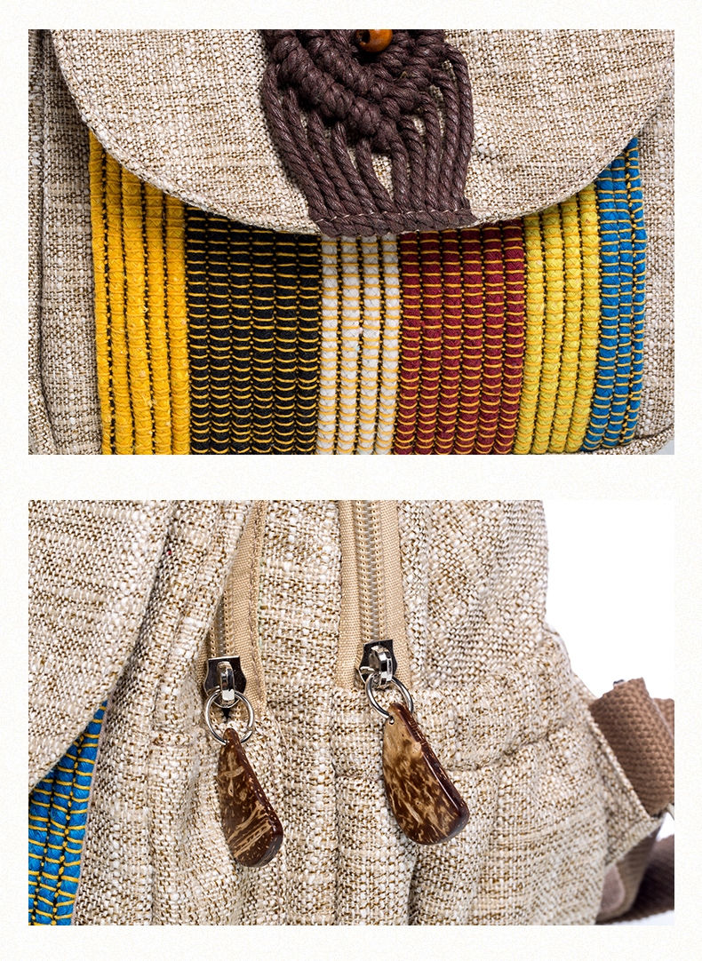 縮圖：棉麻手編背包 Hand woven back bag