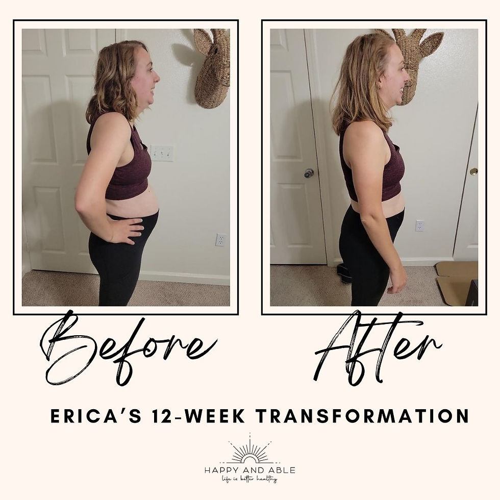Before and After pictures of a woman who completed Fat Loss 101 Program