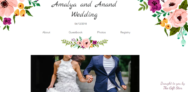 Personal Page for a wedding couple. The Gift Star.