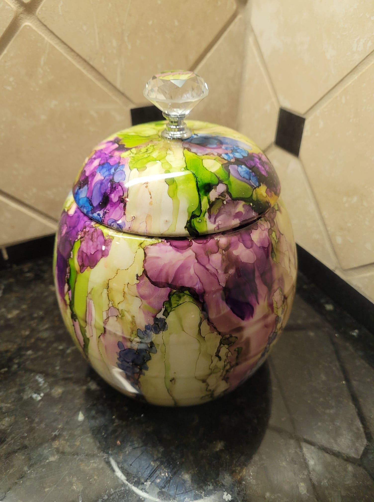 Tiffany Sugar Bowl with Crystal knob (food safe)