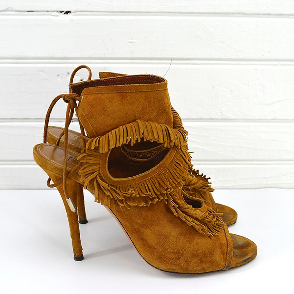Thumbnail: Aquazzura Suede Fringe Sandal #143-21