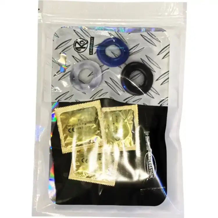 Gloryhole Set mit Maske, Ringen, Gleitgel & Kondomen