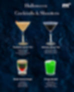 Halloween cocktails and shooters at Mirra Bellevue including Witches Brew and Pumpkin Spice Tini