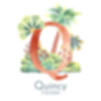 Lettre Q peinte à l'aquarelle dans un paysage exotique à personnaliser