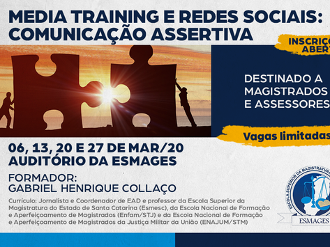 Abertas inscrições para o Curso Media Training e Redes Sociais para magistrados