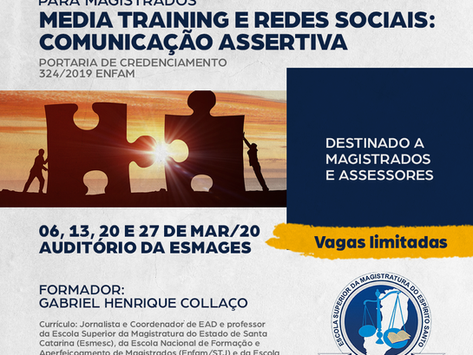 Em 2020, Curso Media Training e Redes Sociais para magistrados
