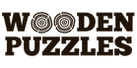 Logo for wooden puzzle brand using premium upcycled sawdust, symbolizing sustainability and natural craftsmanship.	