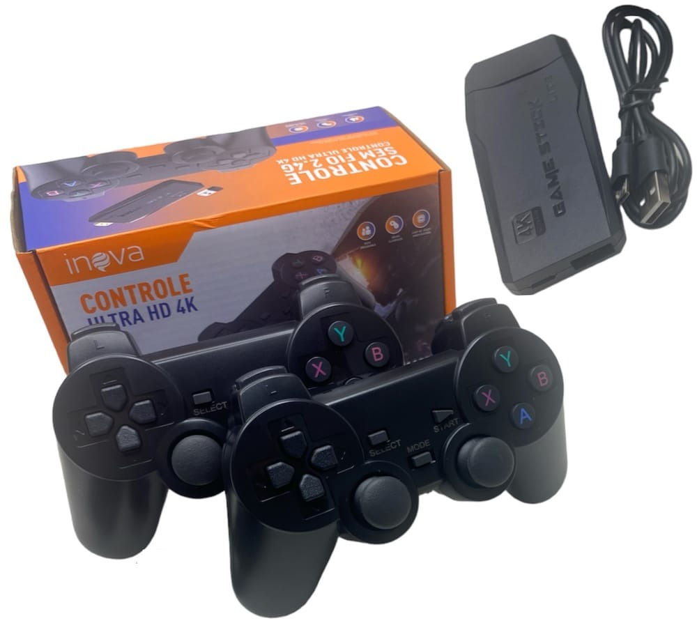 Video Game Retro Stick  4K 64 Gb com 2 Controles Sem Fio INOVA