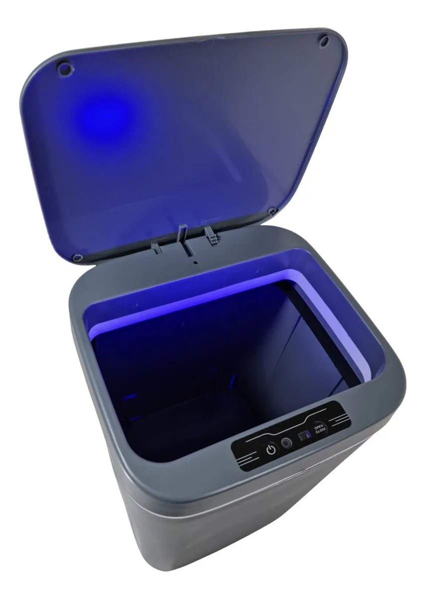 Lixeira Inteligente Com Sensor e Led /Banheiro E Cozinha 14 Litros Cinza