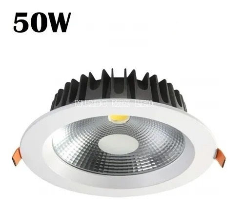 Luminária Spot Embutir Led Cob 50w Redondo 4500LM Branco Quente