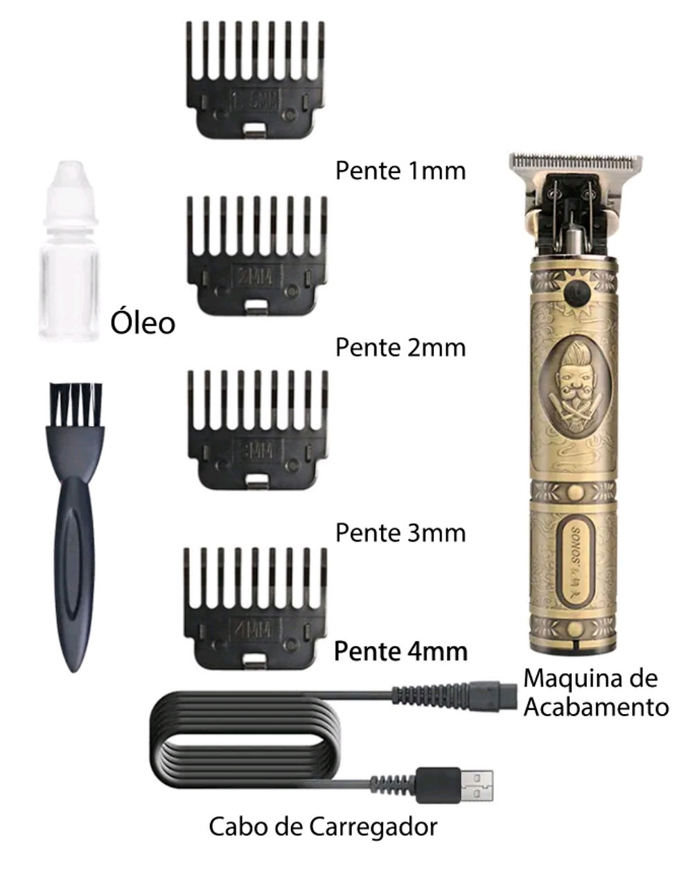 Maquina Acabamento Recarregável Cabelo e  Barba Sem Fio