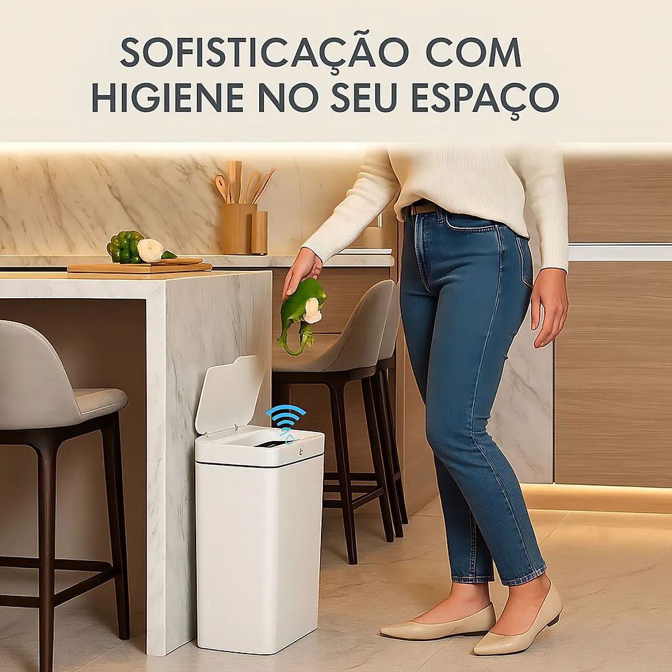 Miniatura: Lixeira Retangular Recarregavel  Automática 14L Com Sensor De Proximidade Branca