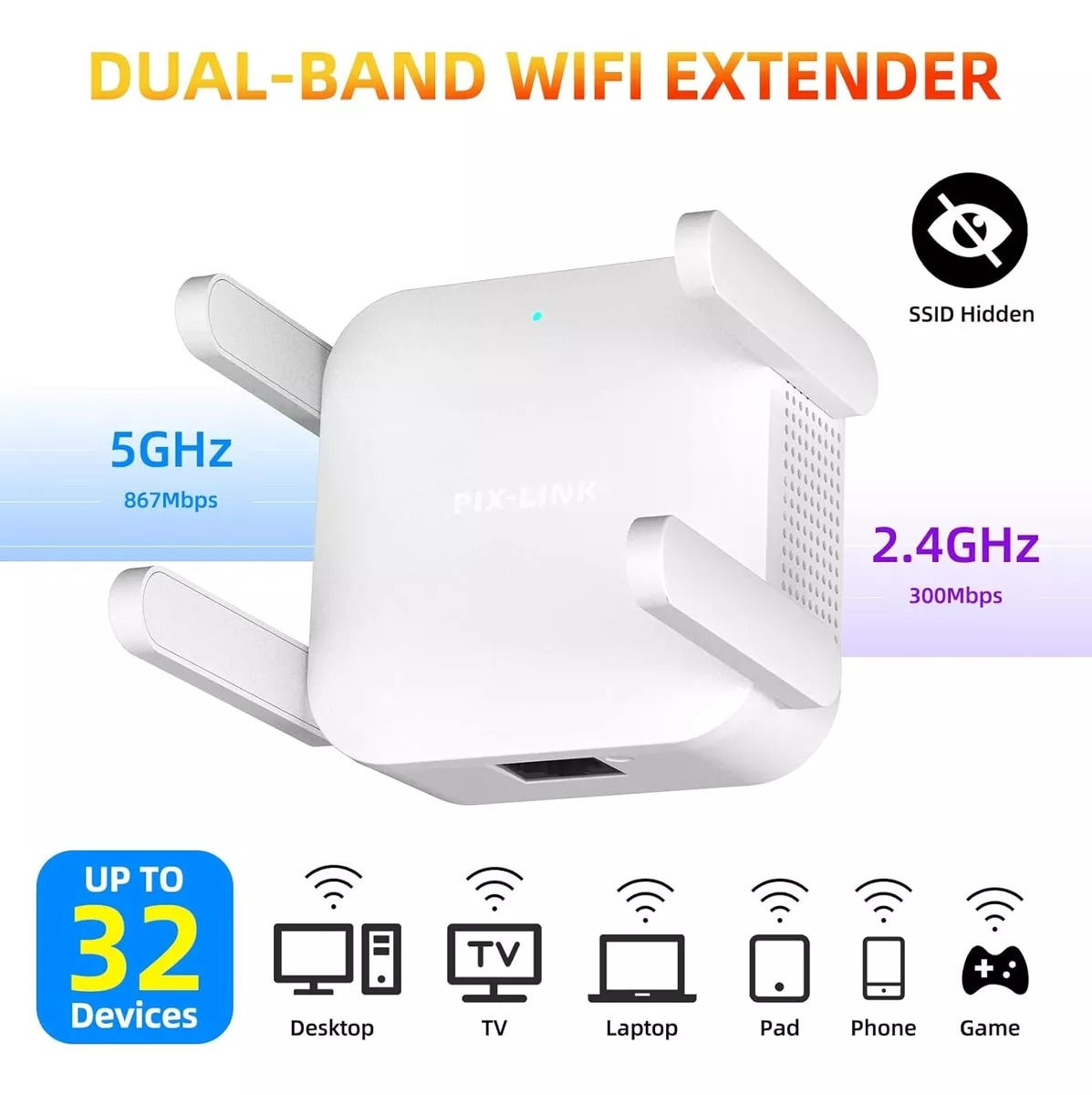 Repetidor Extensor Wifi 300Mbps: 5G e 2.4G,Signal Booster 5g Wifi 12