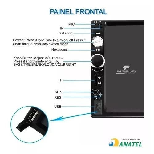 Miniatura: Central Multimídia MP5 Knup KP-C19A com Espelhamento, Som Potente e Tela de 7 PL