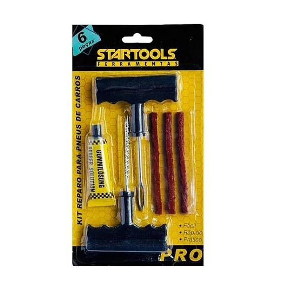 Miniatura: Kit Remendo 6 Pçs  Reparo Pneu Sem Câmara Macarrão Furo Carro Moto