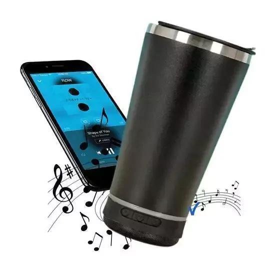 Miniatura: Copo térmico Com Som inox com tampa abridor e caixa de som com bluetooth