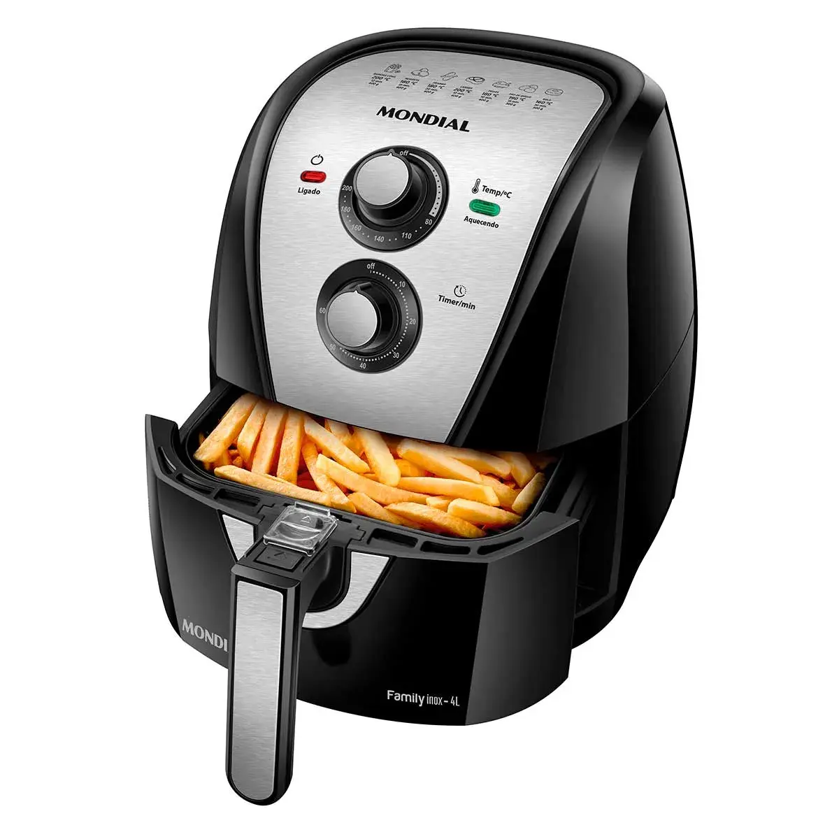 Fritadeira Elétrica Sem Óleo Mondial 4L Air Fryer AFN-40-BI Preto/Inox 1500W 127