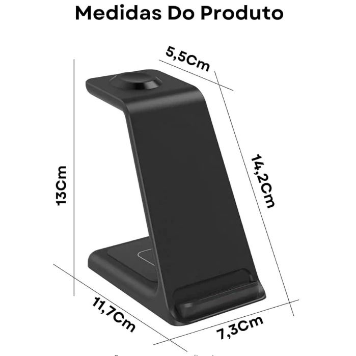 Miniatura: Carregador Wireless por Indução 3 em 1 para Celular, Fone e Relógio - Inova