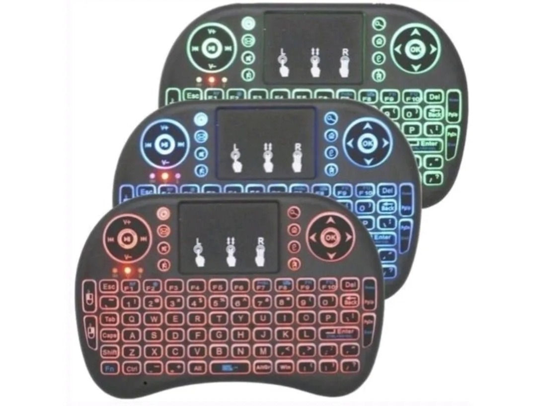 Mini Teclado Sem Fio / RGB. /Wireless Wifi Usb Mouse Touch Tv C/ Luz