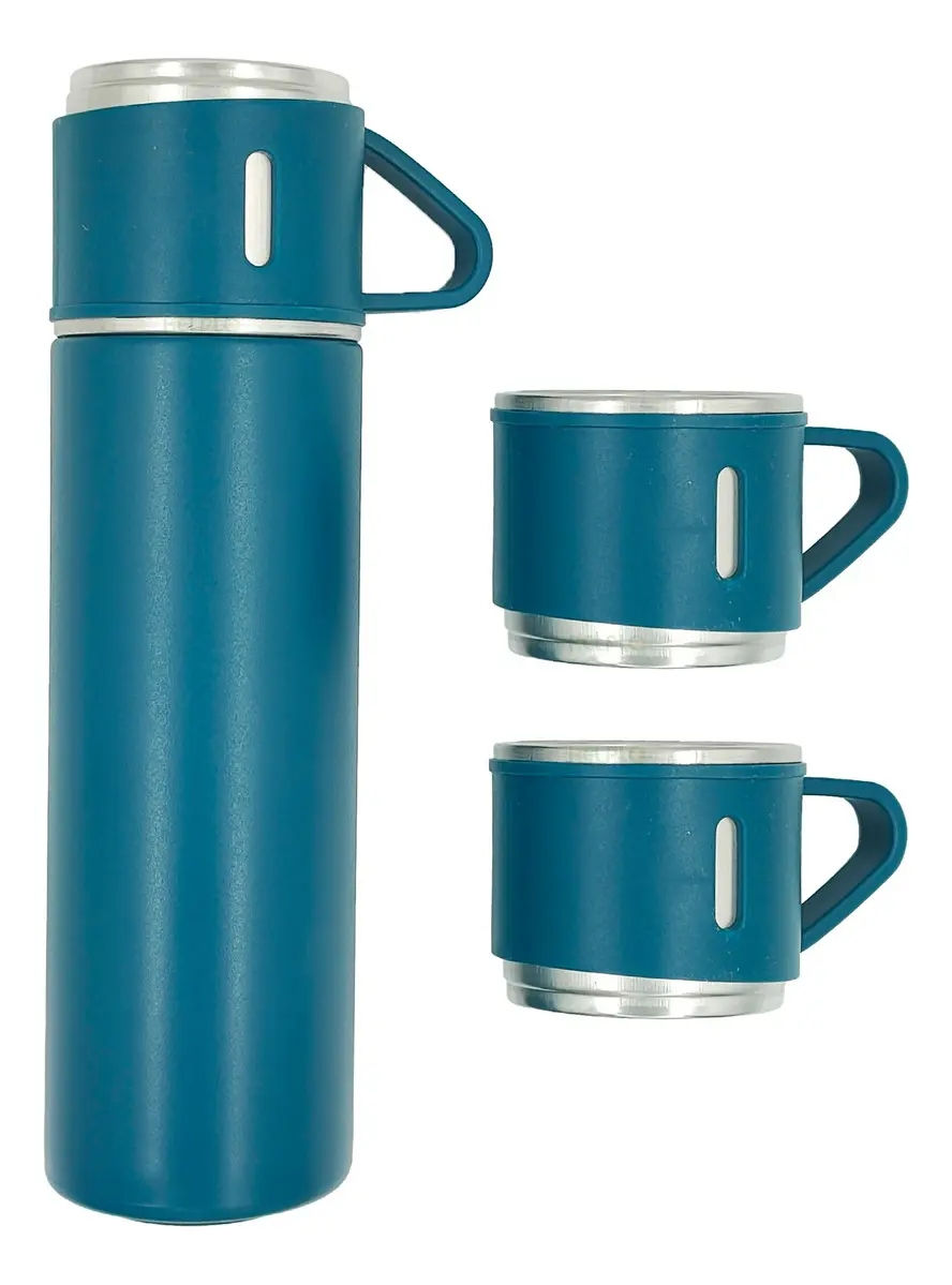 Garrafa Térmica Vacuum Flask Set 500ml Com 3 Xícaras Quente Ou Frio