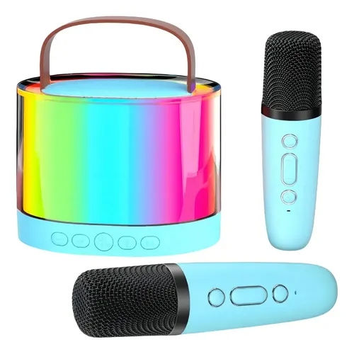 Caixa de som karaokê bluetooth com 2 microfones 5w - Azul