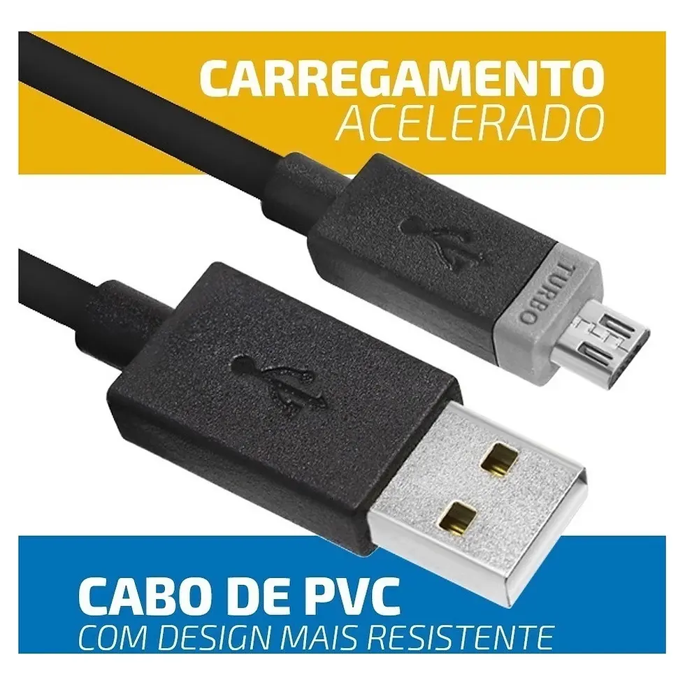 Miniatura: Cabo V8  Micro USB Turbo 1 metro
