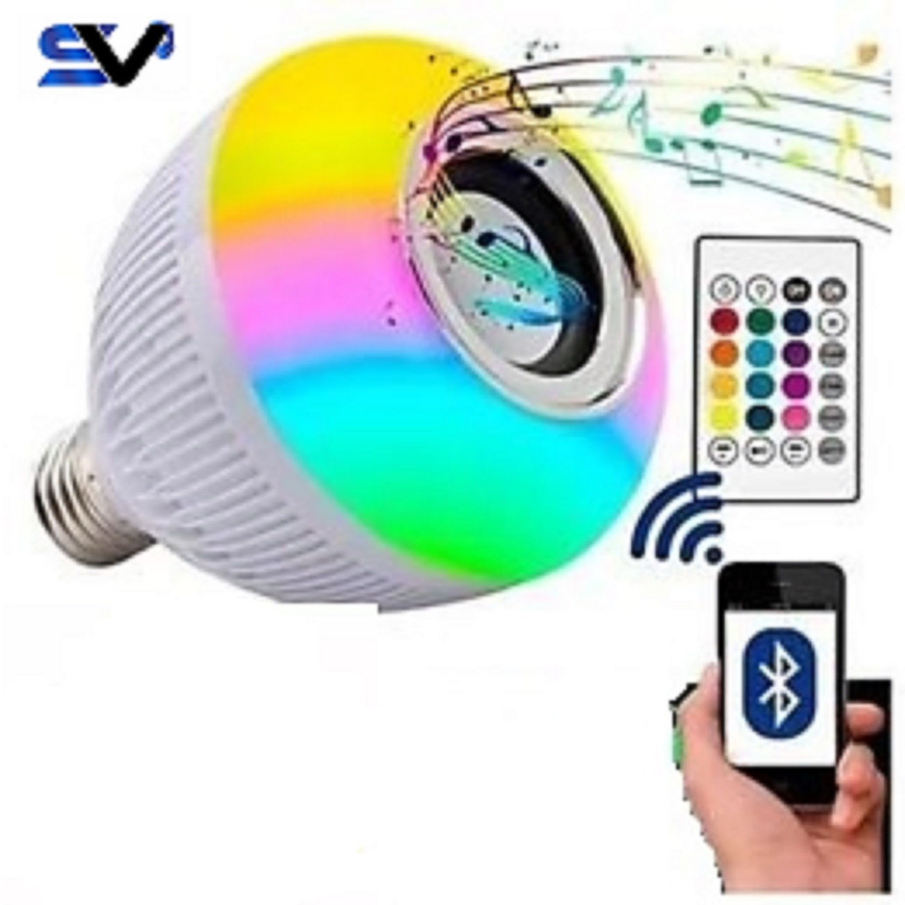 Lampada Musical De LED RGB Bluetooth + Controle Remoto E-27 Bivolt