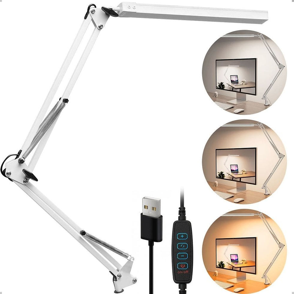Miniatura: Luminária De Mesa Led Com Braço Articulado E Presilha, 3 Níveis De Brilho,e