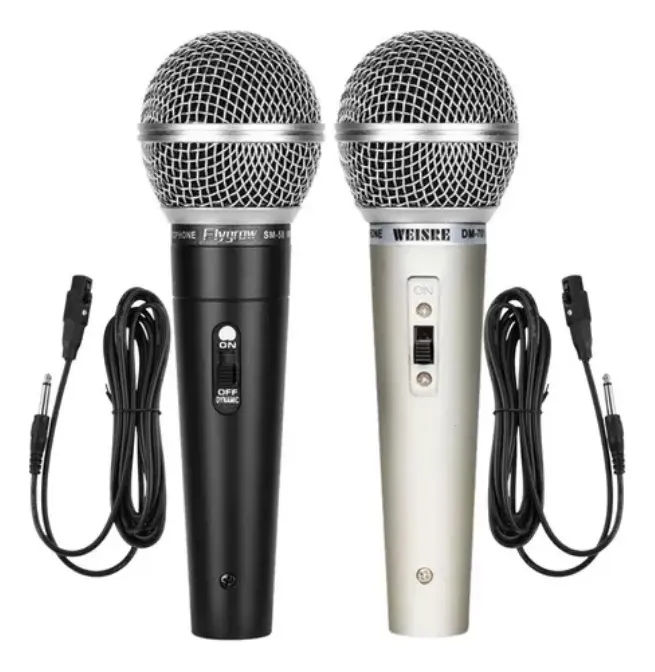 Kit 2 Microfones Dinâmicos Luktom HT-014 Profissionais Cabo 2,5m P10
