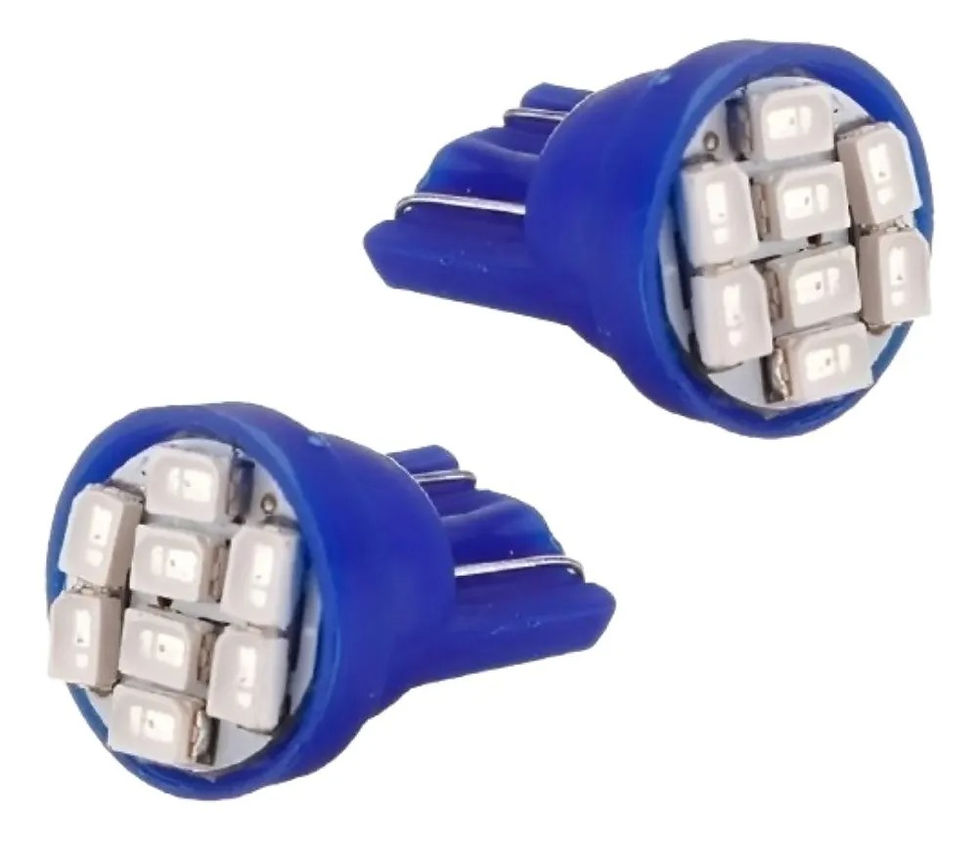 Miniatura: Par Lampada Pingo Led T10 Azul 8 Leds Universal Carro Moto Painel T10 Azul Azul