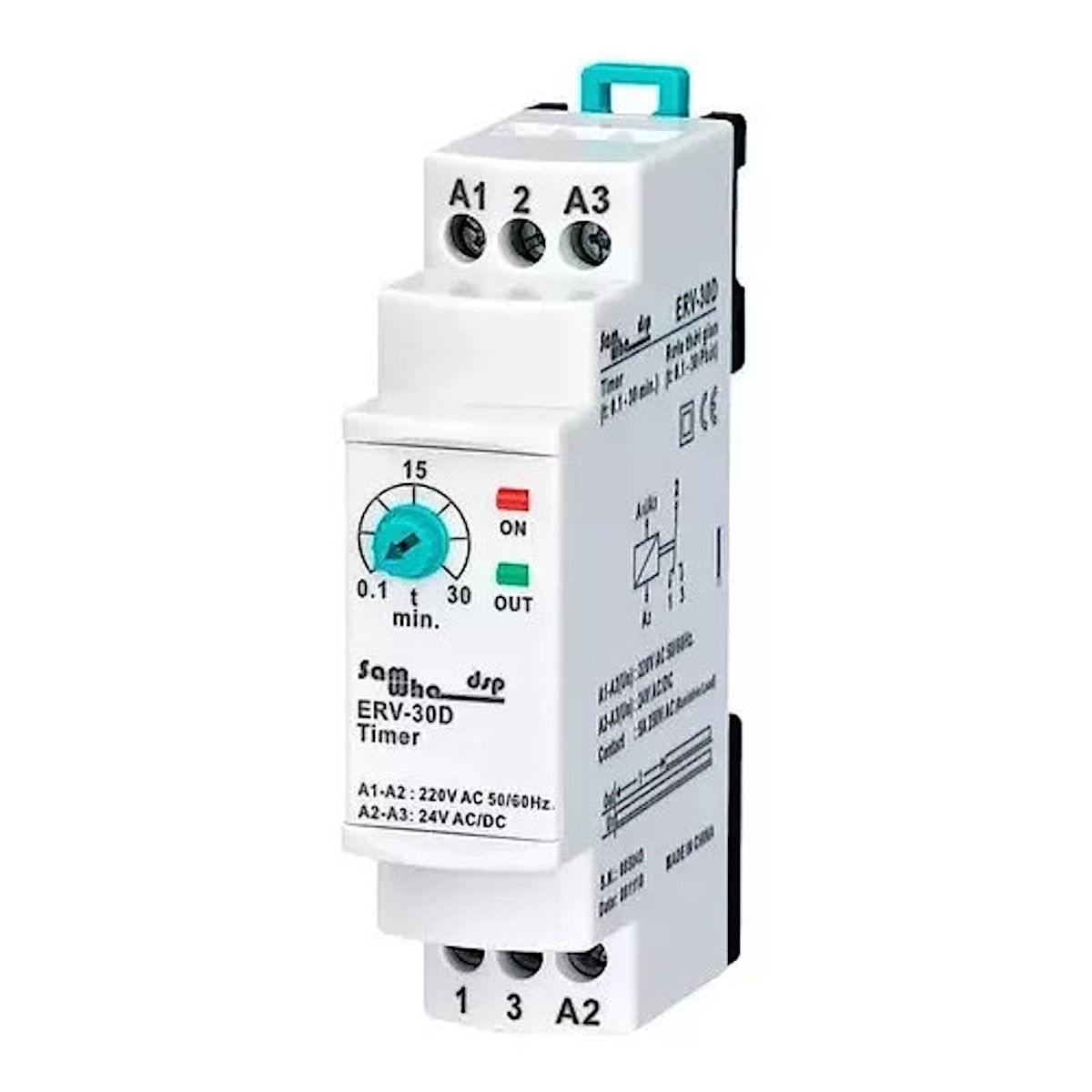 RELE DE TEMPO 30M DE ATRASO DSP ERV-30D 0,1 A 30 MIN 220V / 24V
