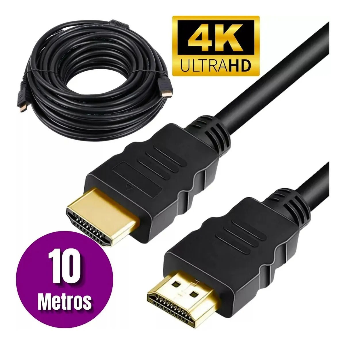 Cabo Hdmi Gold 10m Metros 4k Full Hd Blindado Gamer, Pc E Tv