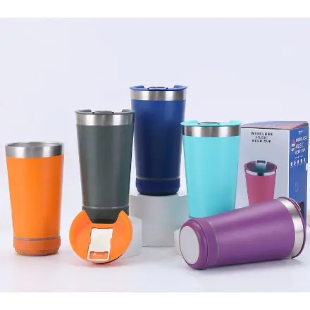 Miniatura: Copo térmico Com Som inox com tampa abridor e caixa de som com bluetooth