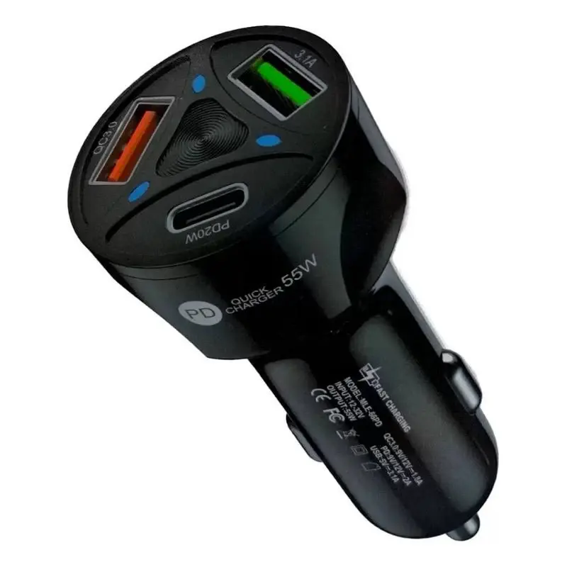 Miniatura: Fonte Carregador de Carro 55W  Quick Power 3.0 - 2USB e 1 Tipo C