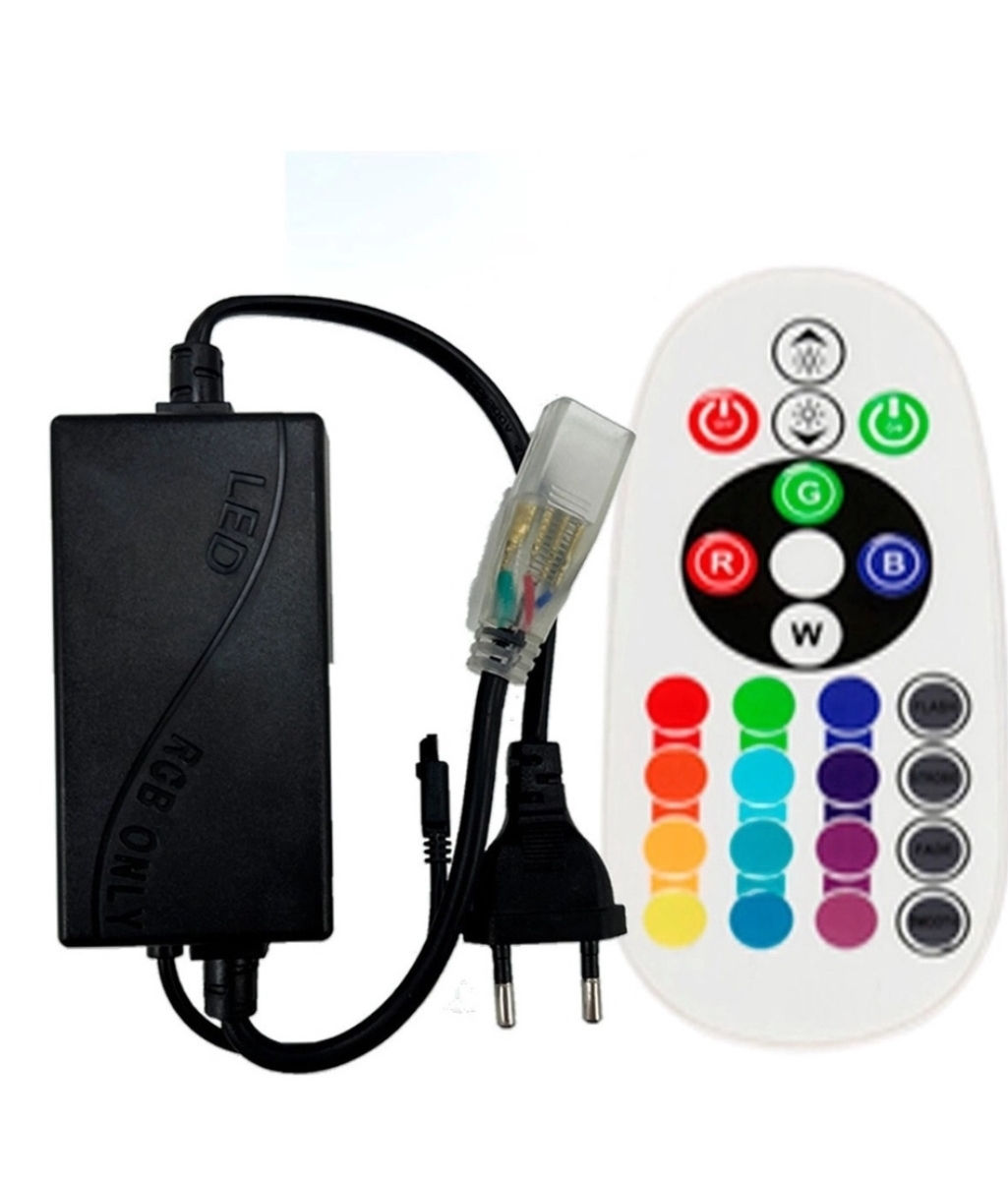 Kit Controle Rgb Com 16 Cores e 4 Modos + Fonte Bivolt Para Mangueira De Led Co