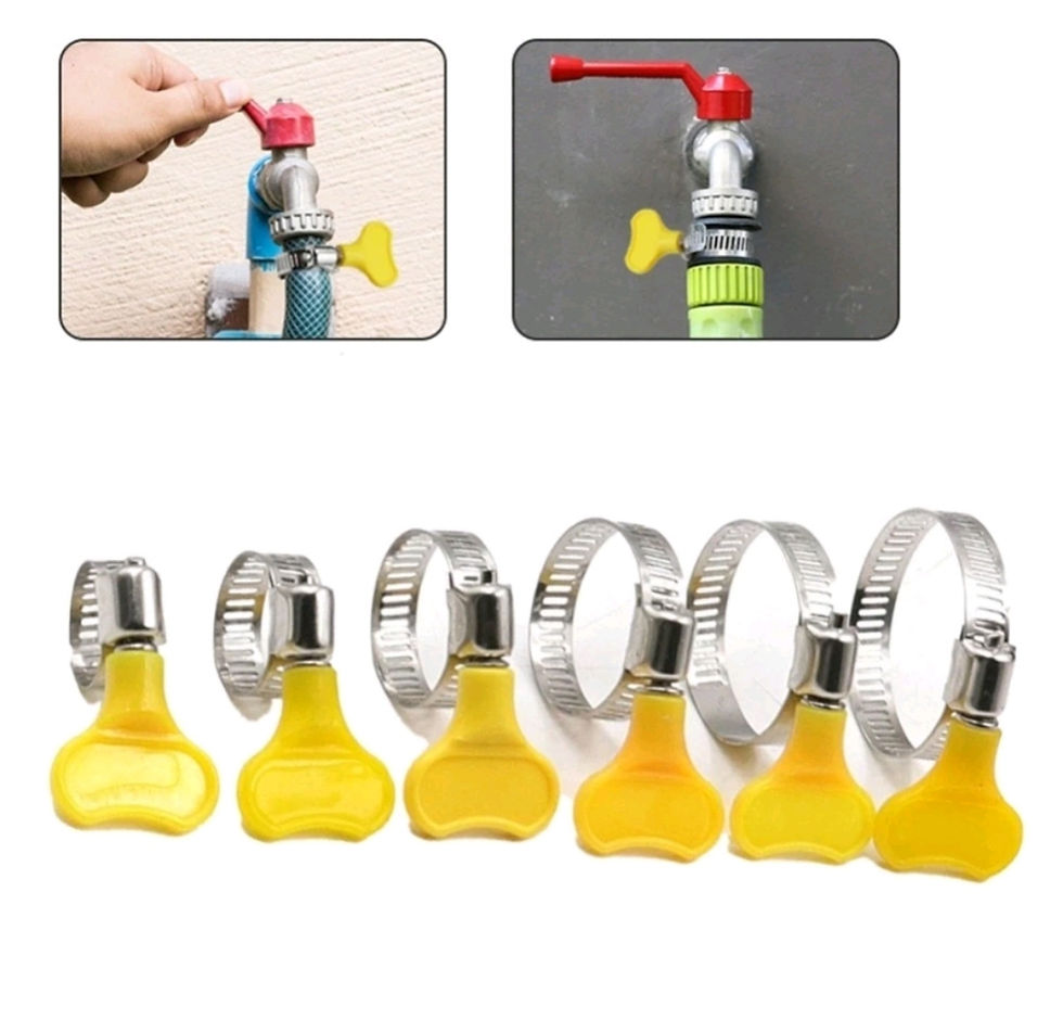 Miniatura: Kit 5 Abraçadeira  Aço Inox  Borboleta  Cor Amarelo Uso Geral Carro Mangueira et